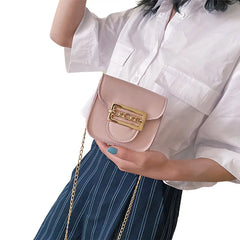 Women Mini Bag Solid Crossbody Bag PU Leather Small Square Chain Shoulder Bags