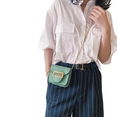Women Mini Bag Solid Crossbody Bag PU Leather Small Square Chain Shoulder Bags
