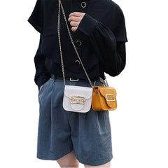 Women Mini Bag Solid Crossbody Bag PU Leather Small Square Chain Shoulder Bags