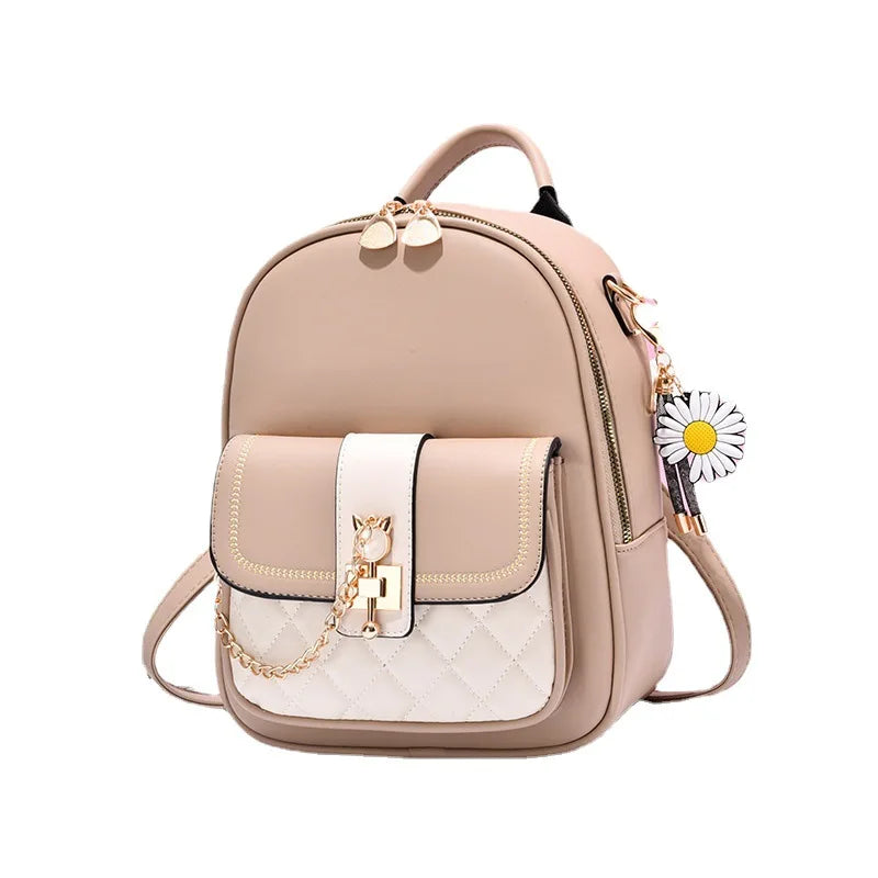 Women Small Backpack Leisure Travel Leather Zipper Female School Bags