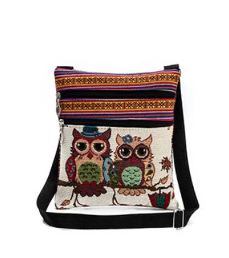 Women Owl Print Cross Body Purse Satchel Messenger Shoulder Bag