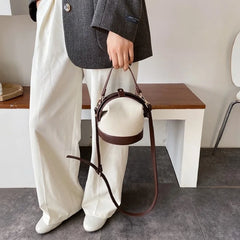 Women PU Leather Crossbody Bucket Bag Casual Mini Shoulder Messenger Handbag