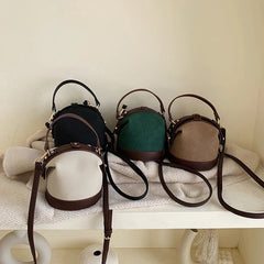 Women PU Leather Crossbody Bucket Bag Casual Mini Shoulder Messenger Handbag
