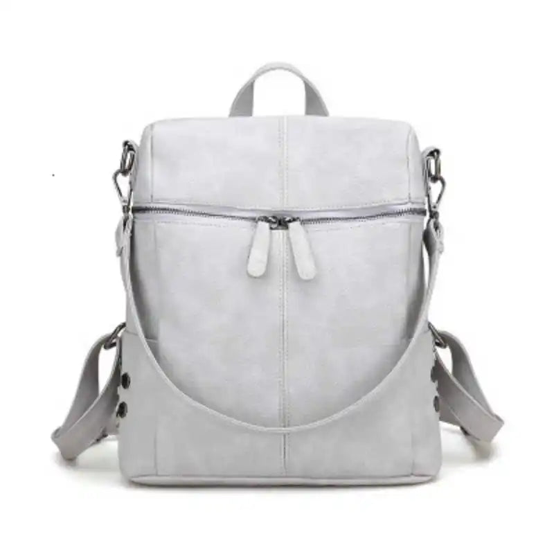Women PU Leather Handbag Shoulder Bags Student Solid School Backpack