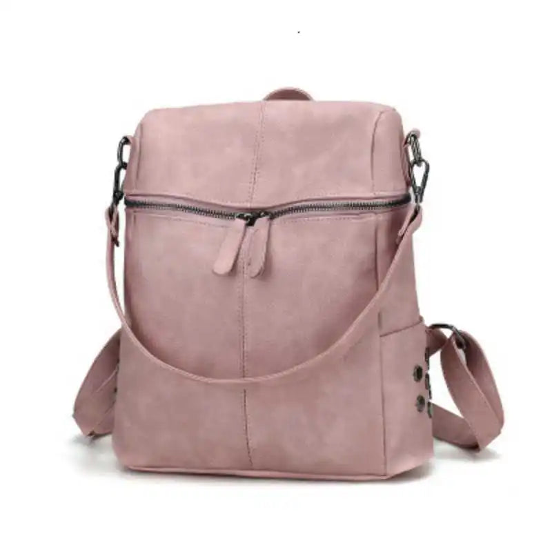 Women PU Leather Handbag Shoulder Bags Student Solid School Backpack