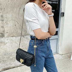 Women PU Leather Crossbody Bag Quilted Messenger Chain Handbag