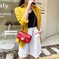 Women PU Leather Crossbody Bag Quilted Messenger Chain Handbag