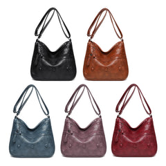 Women PU Leather Shoulder Bag Retro Crossbody Bags Zipper Messenger Bag
