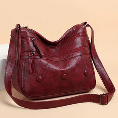 Women PU Leather Shoulder Bag Retro Crossbody Bags Zipper Messenger Bag