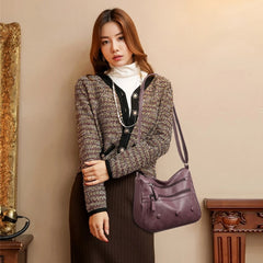 Women PU Leather Shoulder Bag Retro Crossbody Bags Zipper Messenger Bag