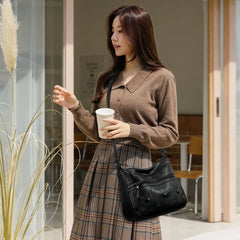 Women PU Leather Shoulder Bag Retro Crossbody Bags Zipper Messenger Bag
