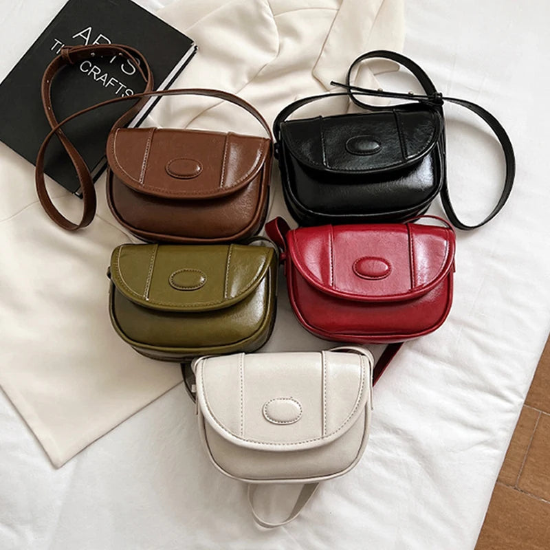 Women PU Leather Shoulder Bag Retro Small Crossbody Bag Female Casual Ins Messen