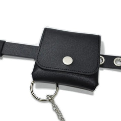 Women PU Fanny Pack Phone Chain Bag Casual Pack Female Purse Black