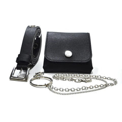 Women PU Fanny Pack Phone Chain Bag Casual Pack Female Purse Black