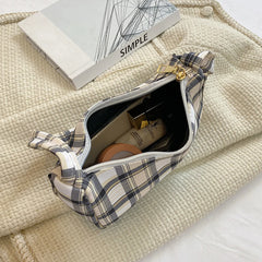 Women Plaid Pattern Printing Shoulder Underarm Bags Casual Cloth Handbags