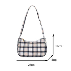 Women Plaid Pattern Printing Shoulder Underarm Bags Casual Cloth Handbags