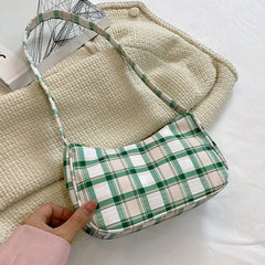 Women Plaid Pattern Printing Shoulder Underarm Bags Casual Cloth Handbags