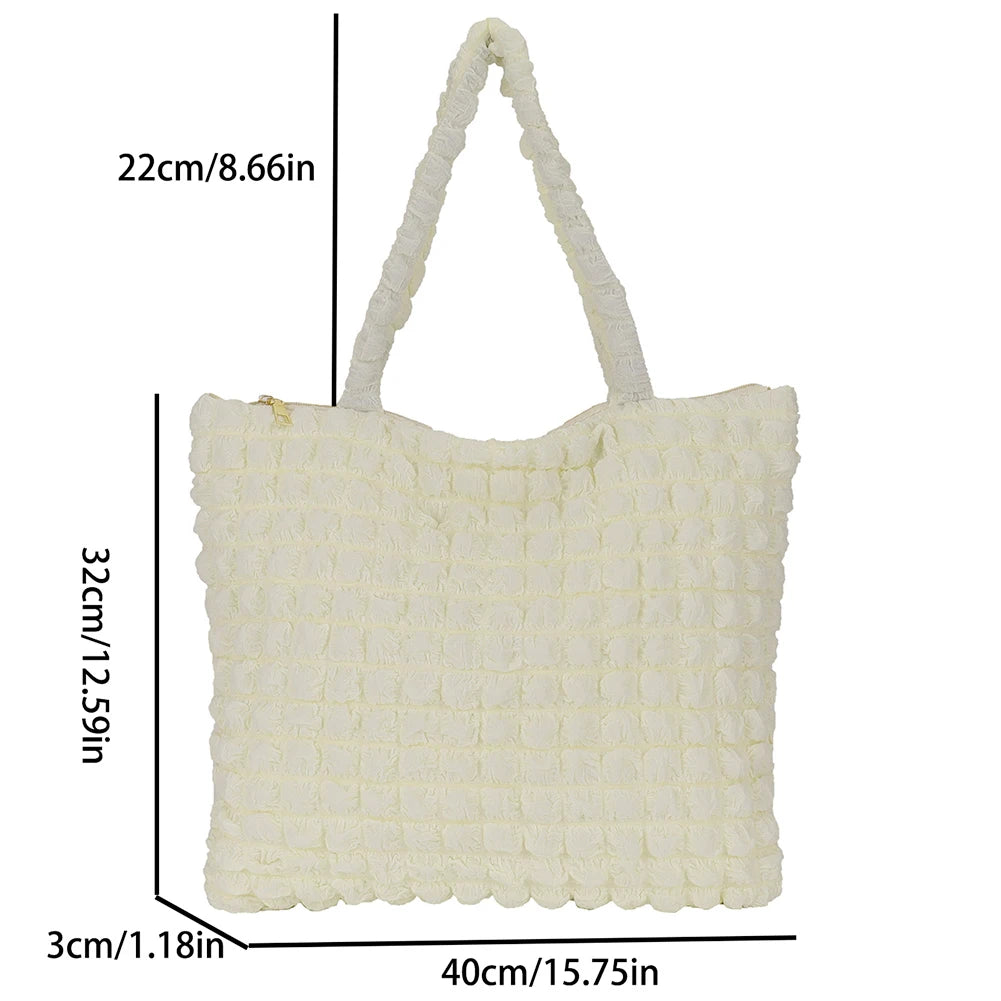 Women Pleated Handbags Solid Handbag Portable Bag Large Capacity