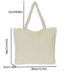 Women Pleated Handbags Solid Handbag Portable Bag Large Capacity