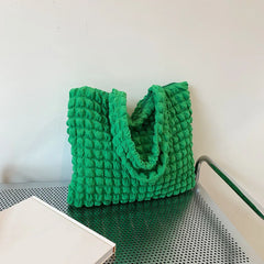 Women Pleated Handbags Solid Handbag Portable Bag Large Capacity