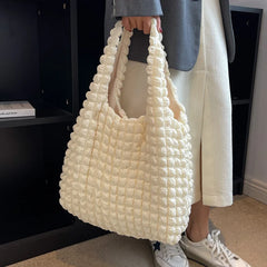 Women Quilted Shoulder Bag Large Capacity Handbag Purse for Travel Shopper Tote