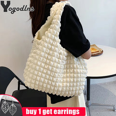Women Quilted Shoulder Bag Large Capacity Handbag Purse for Travel Shopper Tote