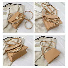 Women Rhomboid Fold Texture Shoulder Bags Metal Chain Messenger Bag