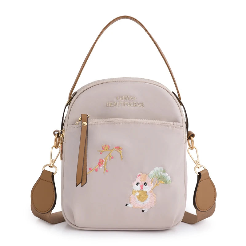 Embroidery Printed Shoulder Bag Crossbody Messenger Retro Handbag