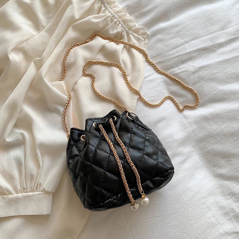 Women Shoulder Bag Drawstring Crossbody Mini PU Purse