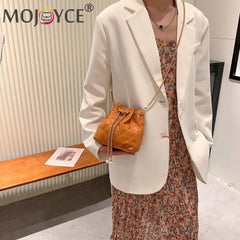 Women Shoulder Bag Drawstring Crossbody Mini PU Purse