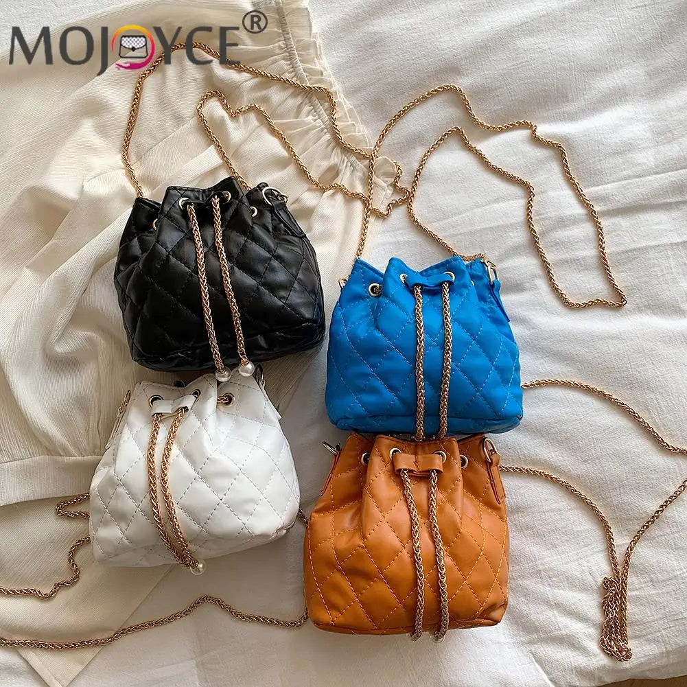 Women Shoulder Bag Drawstring Crossbody Mini PU Purse