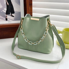 Women Shoulder Bag With Chain Handle Crossbody Bucket Handbag