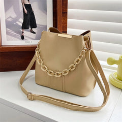 Women Shoulder Bag With Chain Handle Crossbody Bucket Handbag