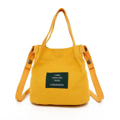 Canvas Letter Printing Crossbody Bag Large Capacity Handbag