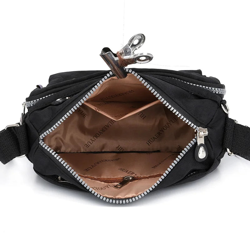 Waterproof Nylon Beach Tote Small Handbag Zipper Purse Crossbody Bag