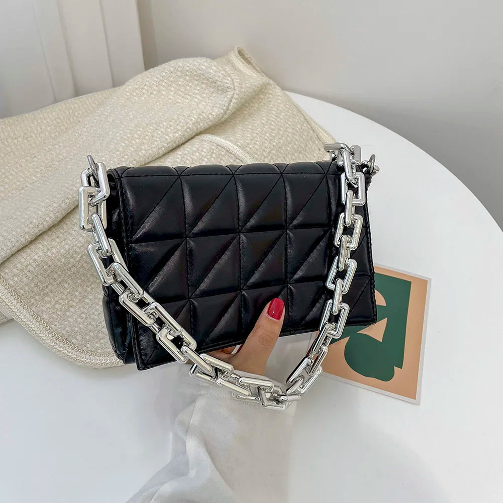 Retro PU Leather Checker Pattern Women Shoulder Crossbody Bags