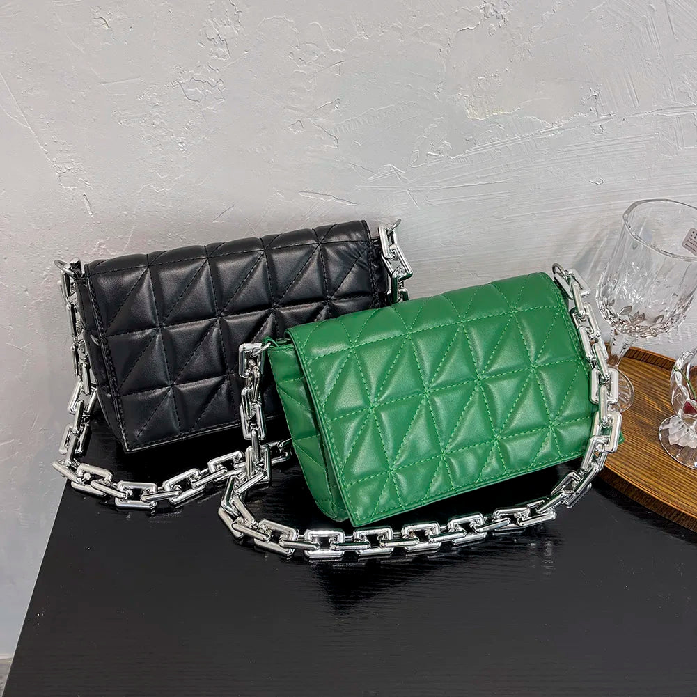 Retro PU Leather Checker Pattern Women Shoulder Crossbody Bags