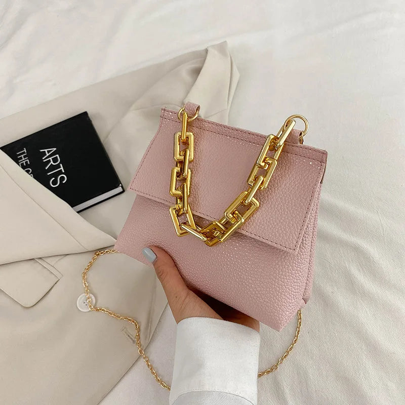 Women Chain Small Square Crossbody Shoulder Ladise PU Purse