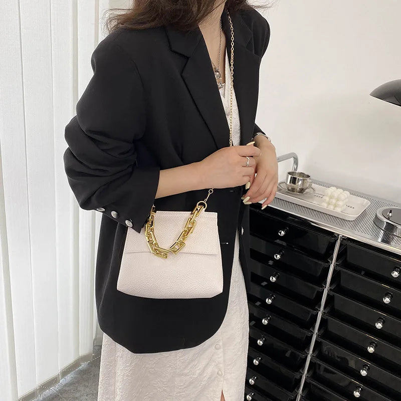 Women Chain Small Square Crossbody Shoulder Ladise PU Purse