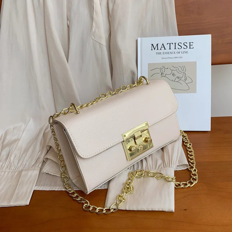 Retro Lock Shoulder Messenger Small Square Bag Handbags Crossbody Bag Purse