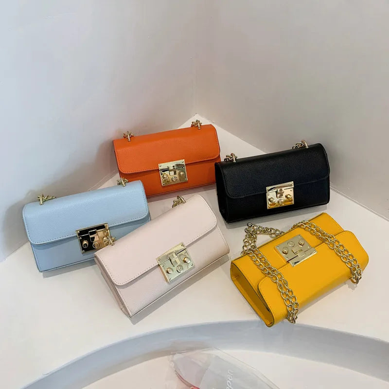 Retro Lock Shoulder Messenger Small Square Bag Handbags Crossbody Bag Purse