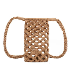 Women Small Crossbody Phone Bag Hollow-Out Woven Crochet Lightweight Handbag