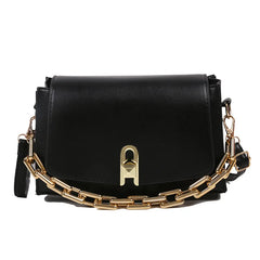 Small Square Bag Lingge PU Shoulder Handbag Thick Chain Crossbody
