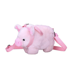 Women Soft Purse Cartoon Handbags Pig Shoulder Bag Plush Stuffed Animal