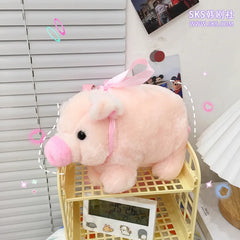 Women Soft Purse Cartoon Handbags Pig Shoulder Bag Plush Stuffed Animal