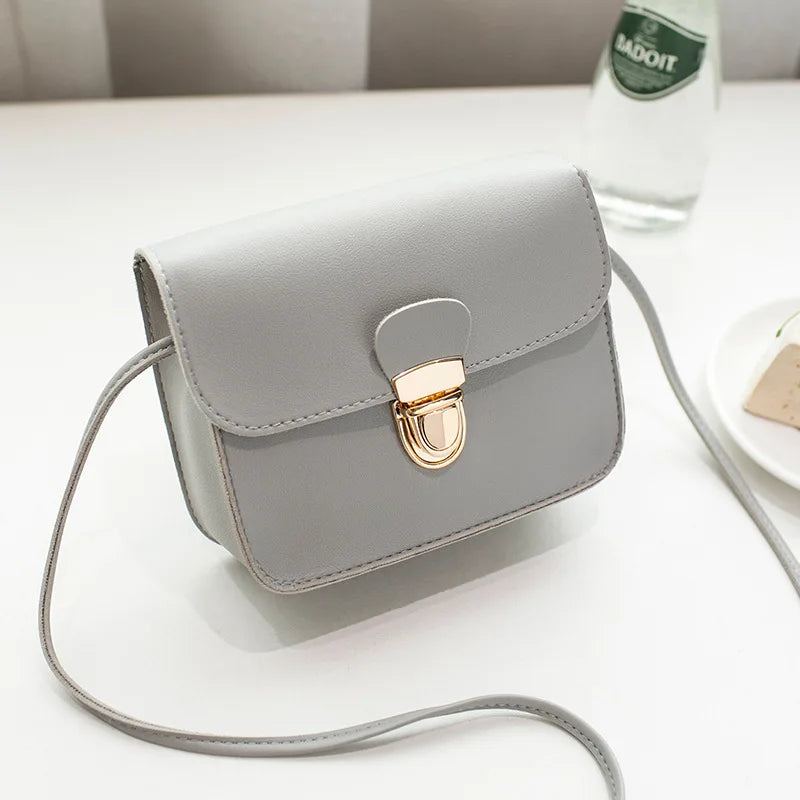 Women Solid Cover Lock Shoulder Crossbody Phone Beach Bag