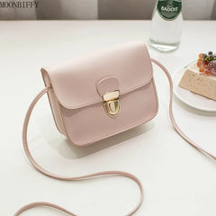 Women Solid Cover Lock Shoulder Crossbody Phone Beach Bag
