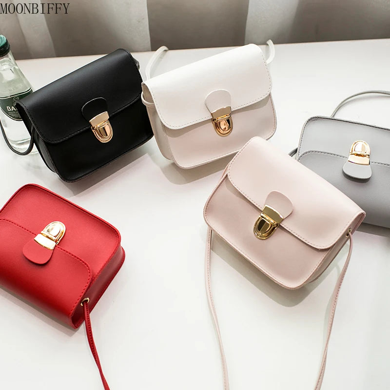 Women Solid Cover Lock Shoulder Crossbody Phone Beach Bag