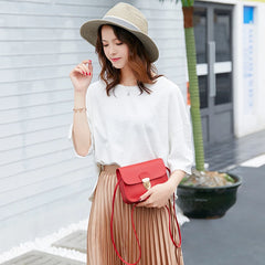 Women Solid Cover Lock Shoulder Crossbody Phone Beach Bag