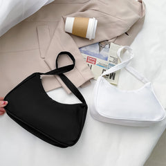 Women Solid Nylon Hobos Bag Zipper Underarm Bags